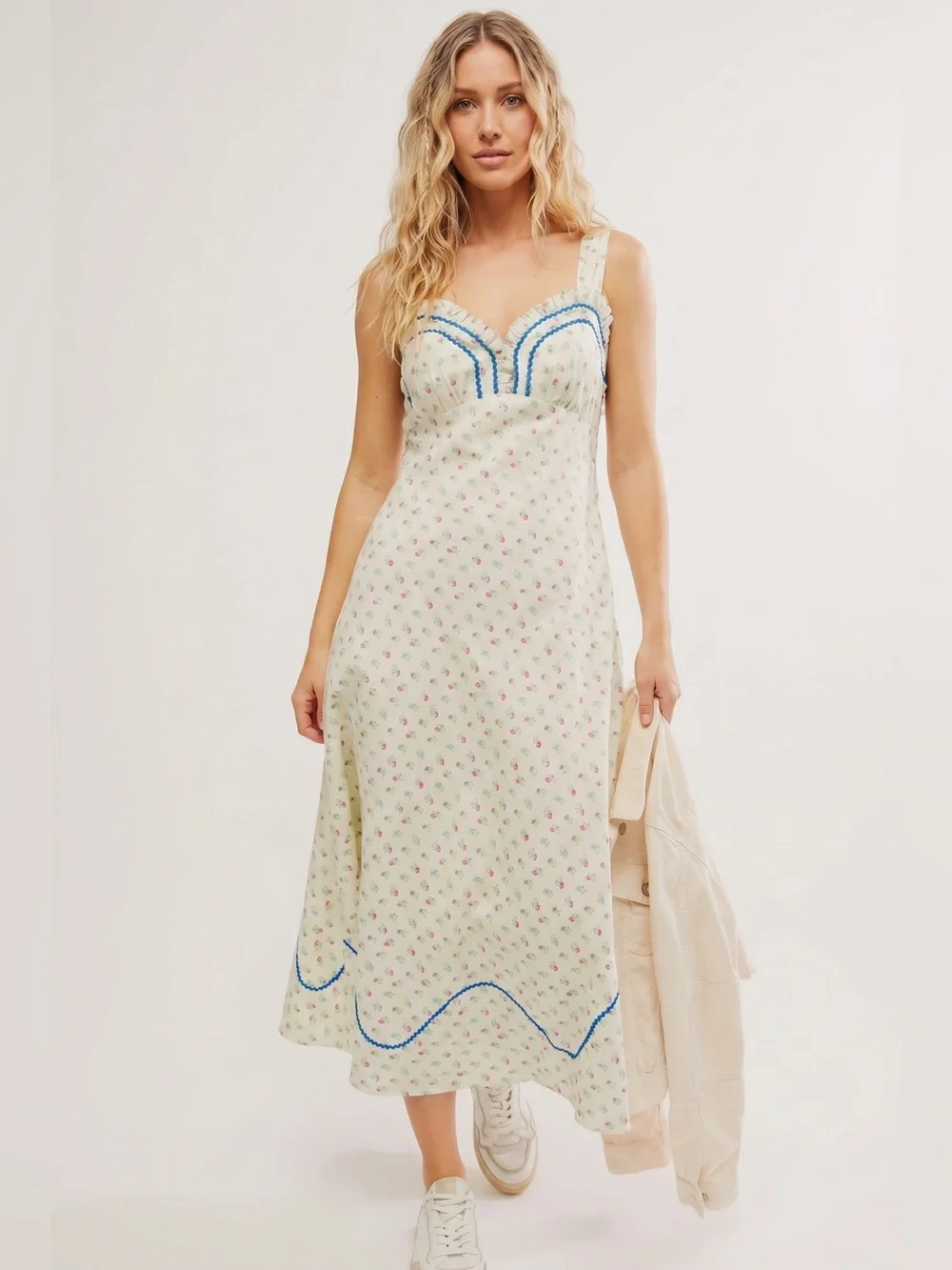 Free People Sweet Hearts Midi Dress Cottagecore Medium NWT